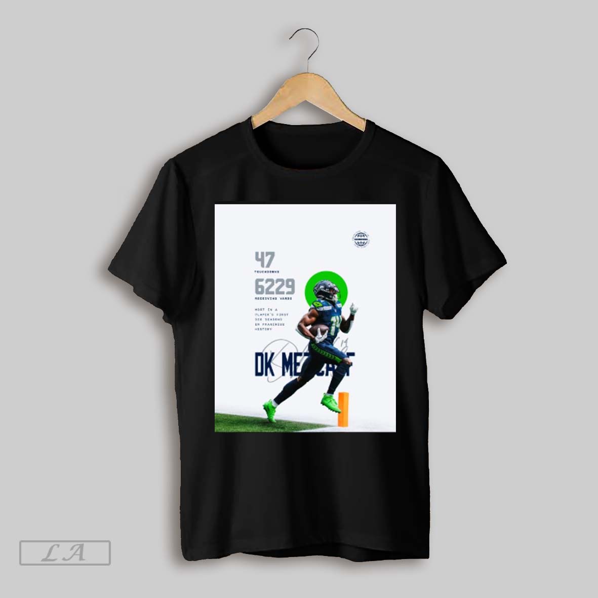 Official Seattle Seahawks Nfl Dekaylin Metcalf 74 Touchdowns 6229 Receiving Yards Most In A Players First Six Seasons In Franchise History Signature Poster T Shirt