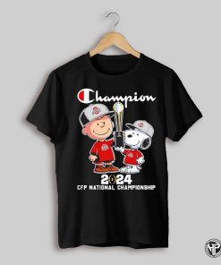 2024 Cfp National Championship Snoopy And Charlie Brown Ohio State Buckeyes Trophy Shirt