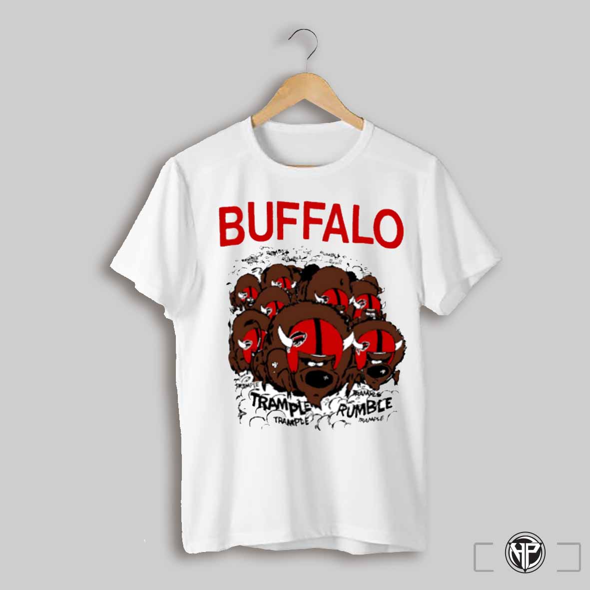 Buffalo Football Trample Rumble Design Cartoon Vintage Shirt