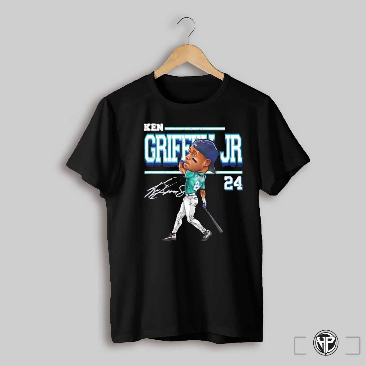 Ken Griffey Jr 24 Seattle Mariners Baseball Signature Caricature Shirt