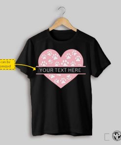 Name Heart With Paw Print Pet Valentines Custom T Shirt