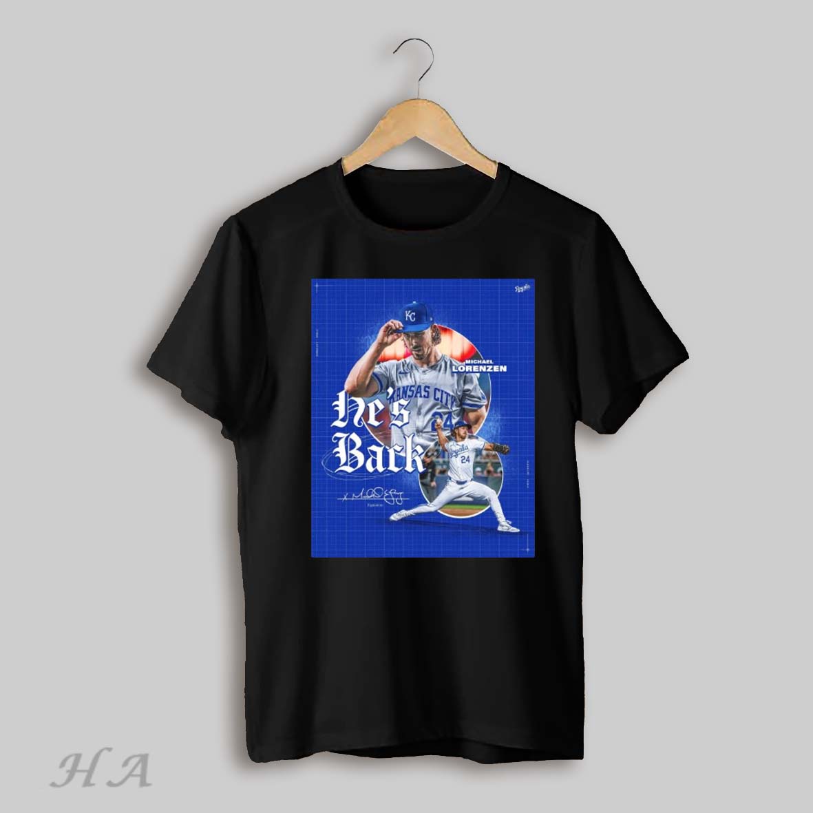 Official Poster Kansas City Royals Signed Rhp Michael Lorenzen One Year Contract Hes Back Signature T Shirt Sweatshirt Tee Shirt