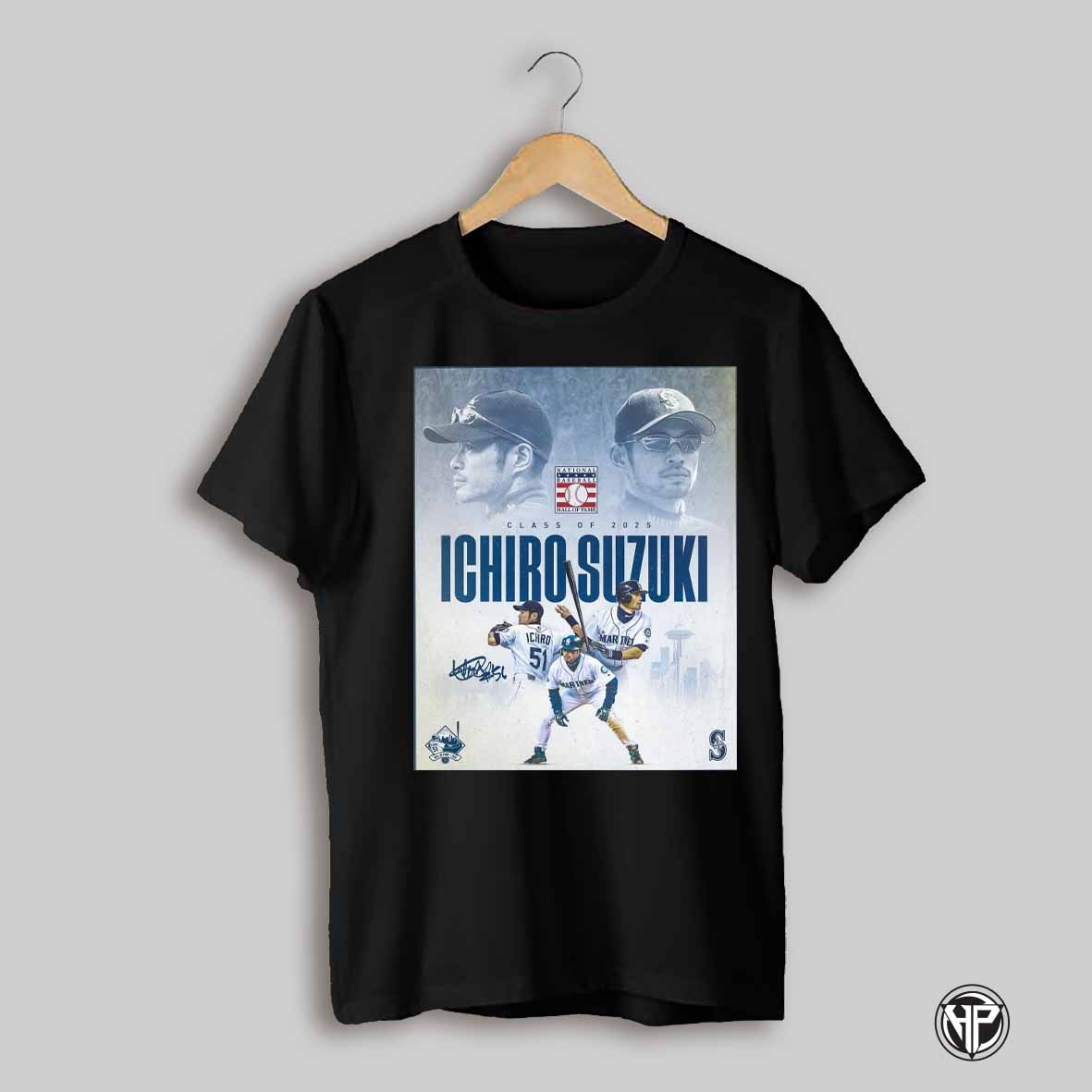 Seattle Mariners Ichiro Suzuki National Baseball Hall Of Fame Class Of 2025 Signature Poster T Shirt