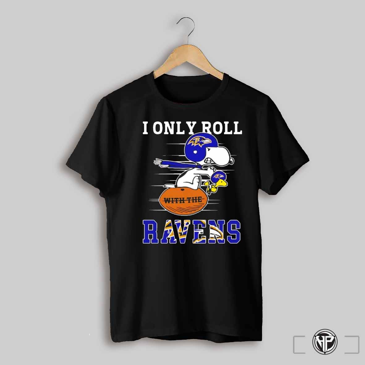 Snoopy And Woodstock I Only Roll Baltimore Ravens Shirt