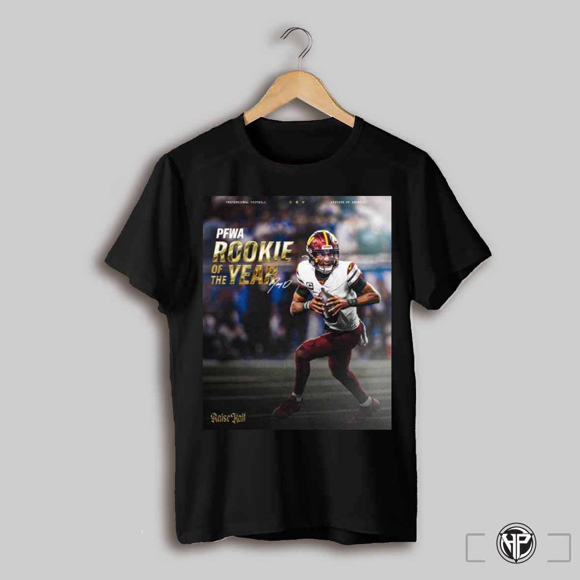 Washington Commanders Jayden Daniels Pfwa Rookie Of The Year Professional Football Signature Poster T Shirt