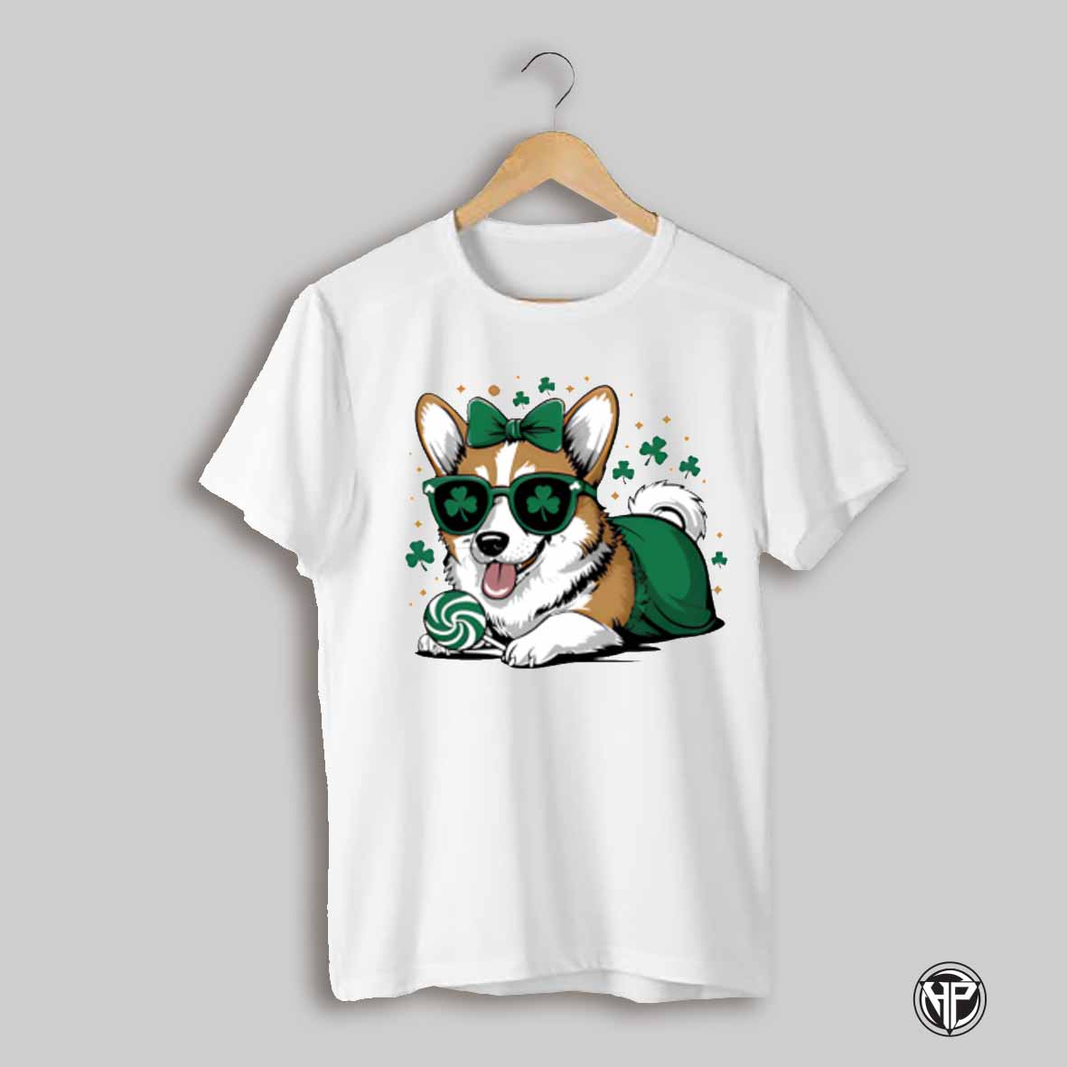 Corgi St Pattys Boy Cute Wearing A Shamrock Glasses Shirt