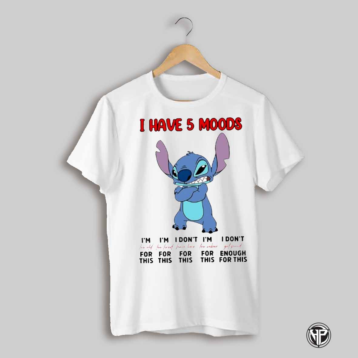 Disney Stitch I Have 5 Moods Cartoon Shirt