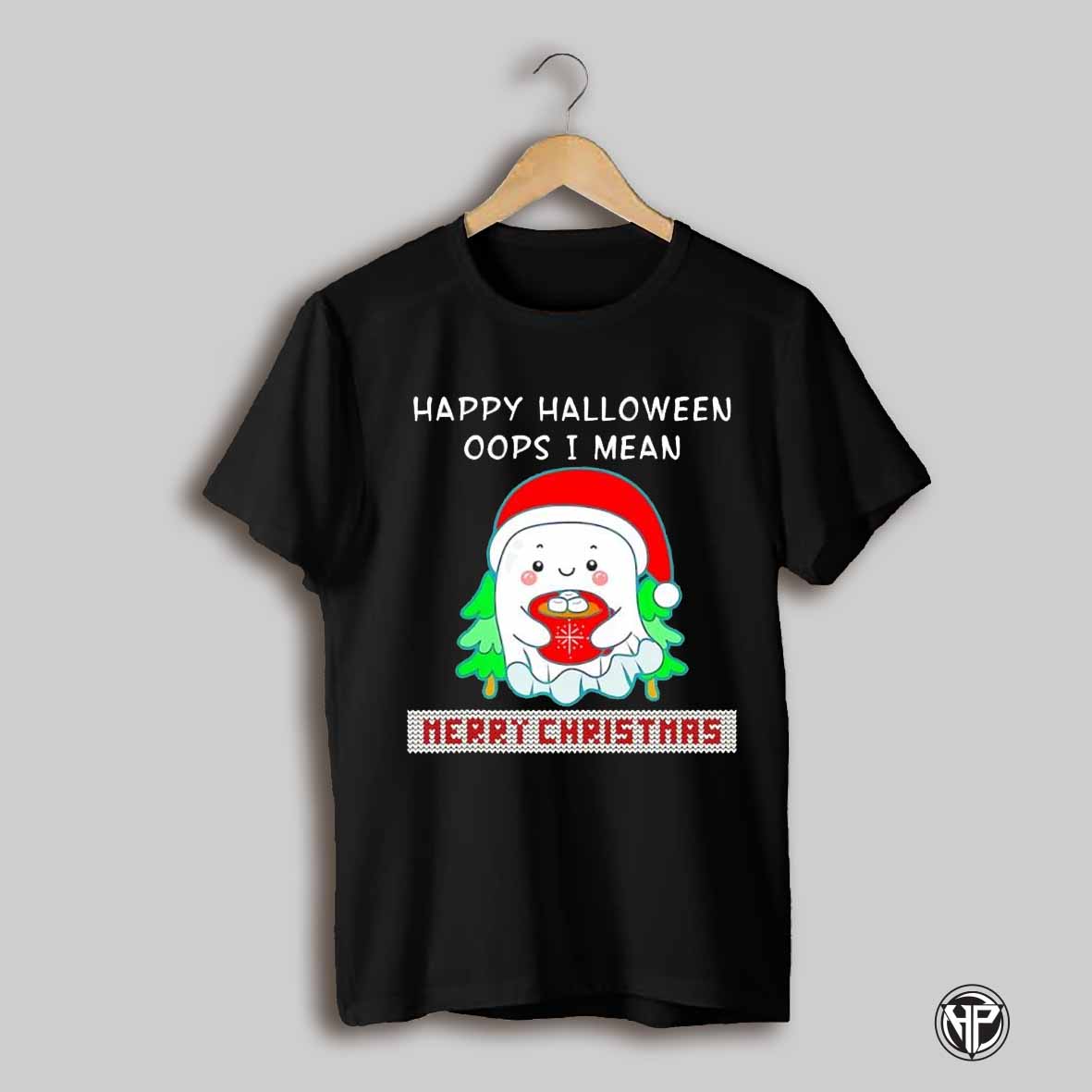 Happy Halloween I Mean Merry Christmas Boo Ghost Gothic Shirt
