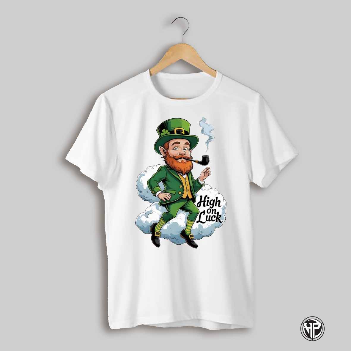 High On Luck Leprechaun Cloud Lounge With Pipe Essential Shirthigh On Luck Leprechaun Cloud Lounge With Pipe Essential Shirt