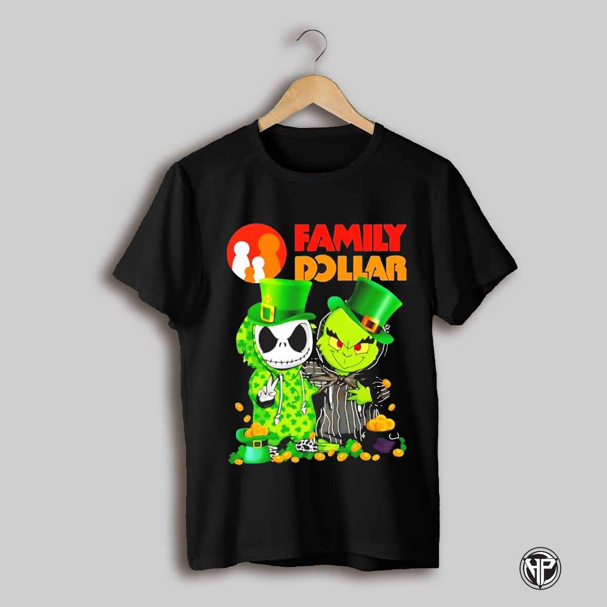 Jack Skellington And Grinch Family Dollar Happy St Patricks Day Shirt