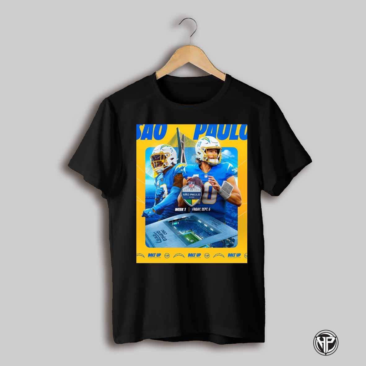 Los Angeles Chargers Football 2025 Nfl Sao Paulo Game Week 1 Friday September 5 Bolt Up Poster T Shirt