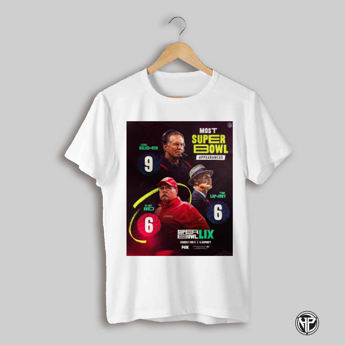 Most Super Bowl Appearances Andy Reid Belichick Landry Chiefs Vs Eagles Super Bowl Lix 2025 Poster T Shirt