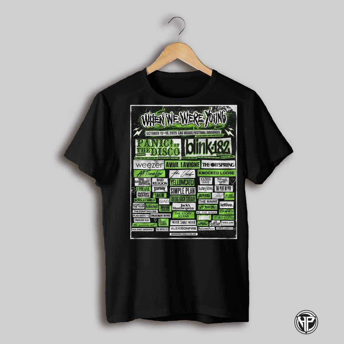 Nice Official Blink 182 When We Were Young Oct 18 19 2025 Las Vegas Festival Grounds Panic At The Disco Poster T Shirt
