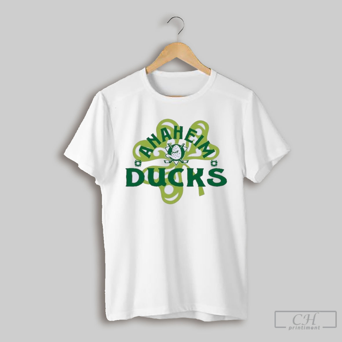 Official St Patricks Day Anaheim Hockey Shamrock Logo T Shirt Sweatshirt