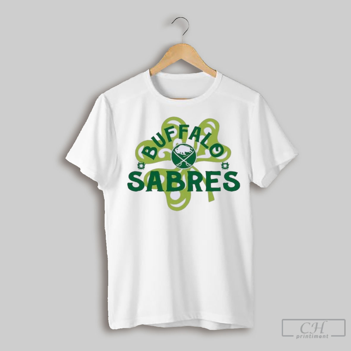 Official St Patricks Day Buffalo Hockey Shamrock Logo T Shirt Sweatshirt