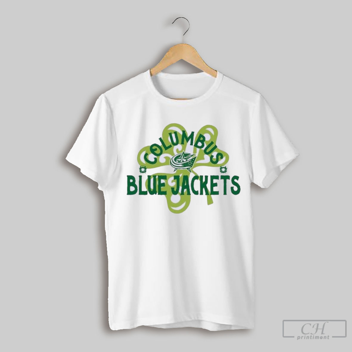 Official St Patricks Day Columbus Hockey Shamrock Logo T Shirt Sweatshirt