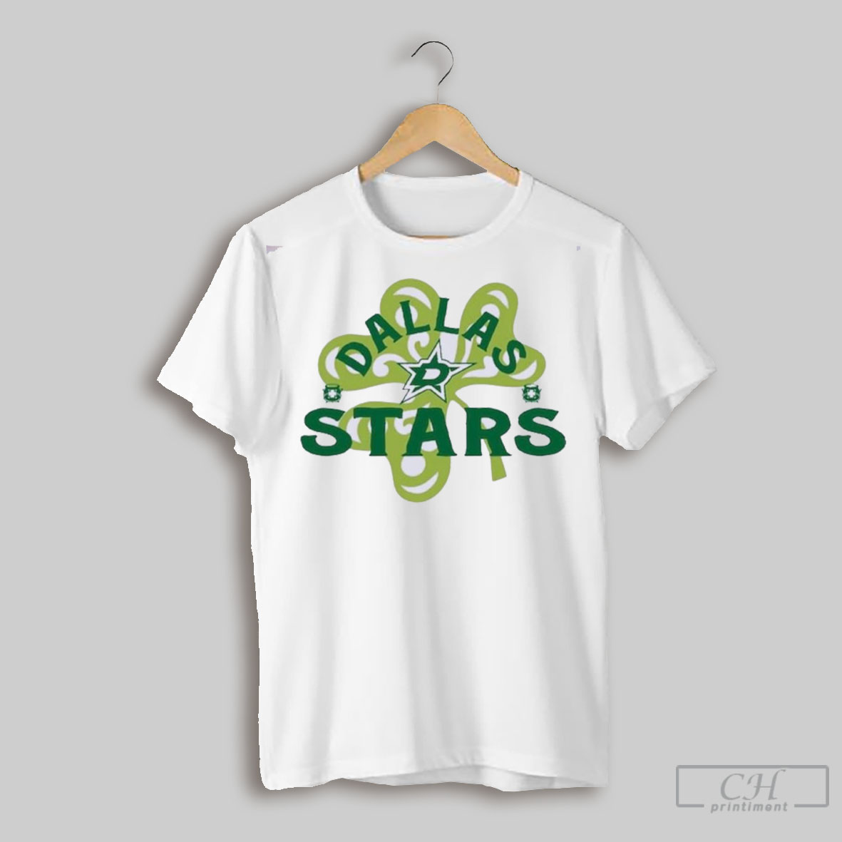 Official St Patricks Day Dallas Hockey Shamrock Logo T Shirt Sweatshirt