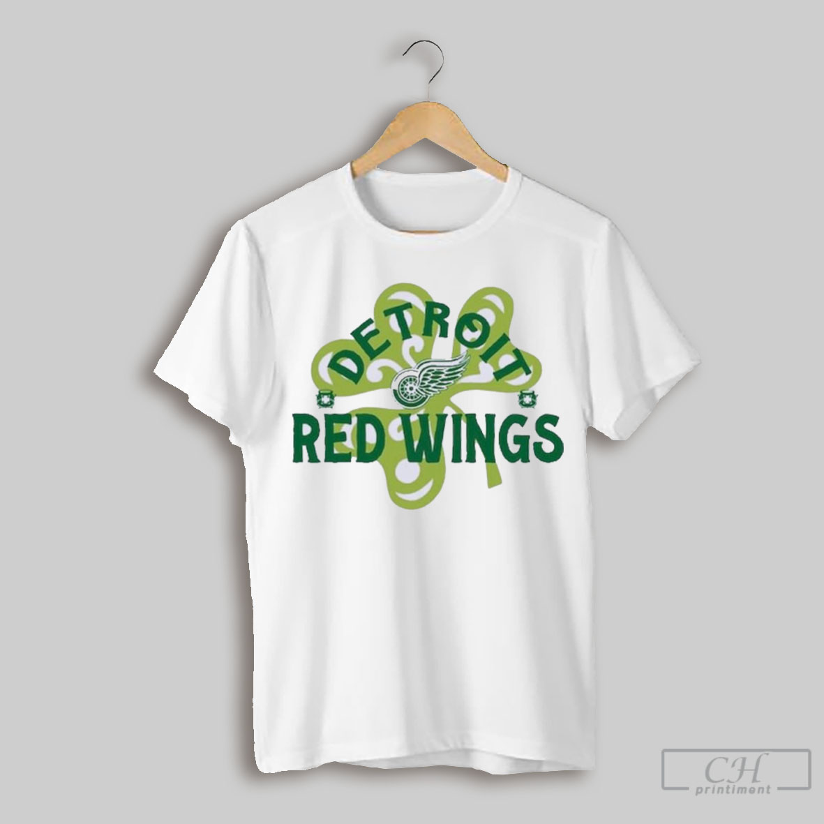 Official St Patricks Day Detroit Hockey Shamrock Logo T Shirt Sweatshirt