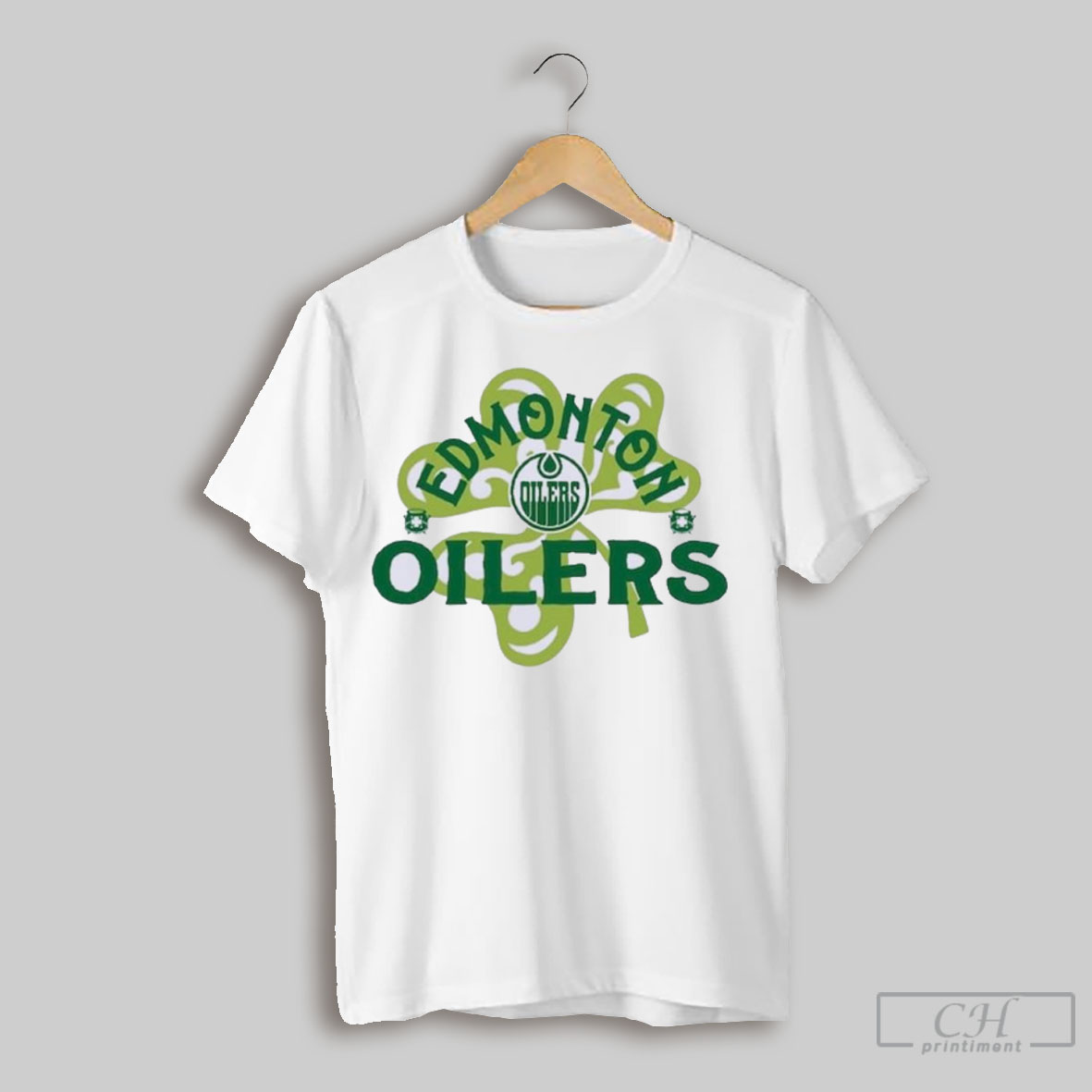Official St Patricks Day Edmonton Hockey Shamrock Logo T Shirt Sweatshirt