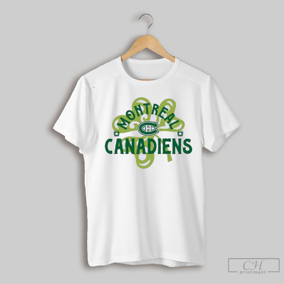 Official St Patricks Day Montreal Hockey Shamrock Logo T Shirt Sweatshirt