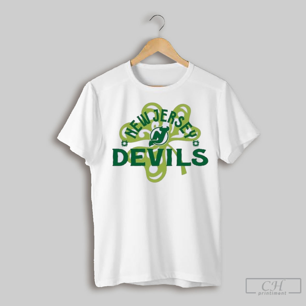 Official St Patricks Day New Jersey Hockey Shamrock Logo T Shirt Sweatshirt