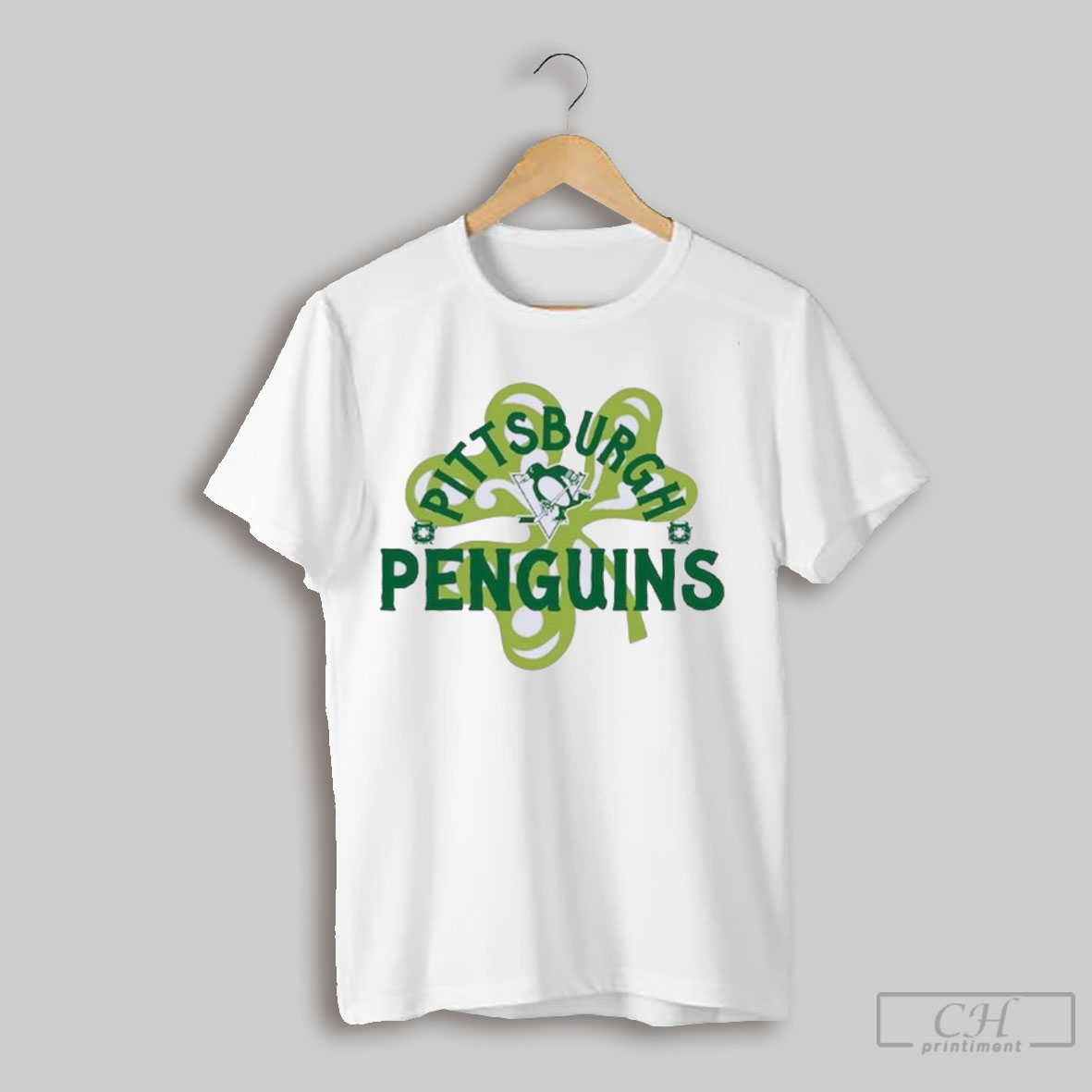 Official St Patricks Day Pittsburgh Hockey Shamrock Logo T Shirt Sweatshirt