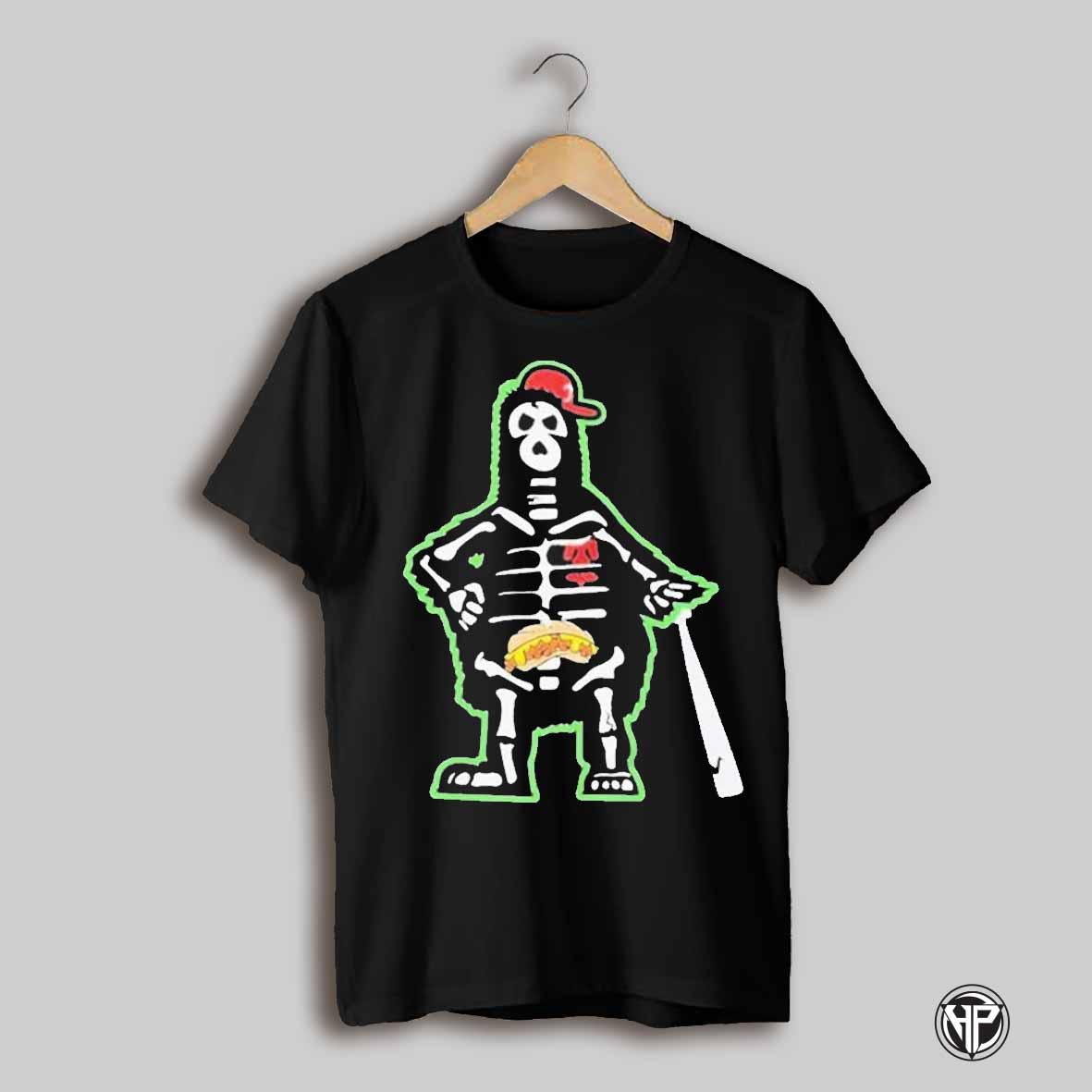 Philadelphia Phillies Philly Phan To The Bone Phillie Phanatic Mascot Skeleton Shirt