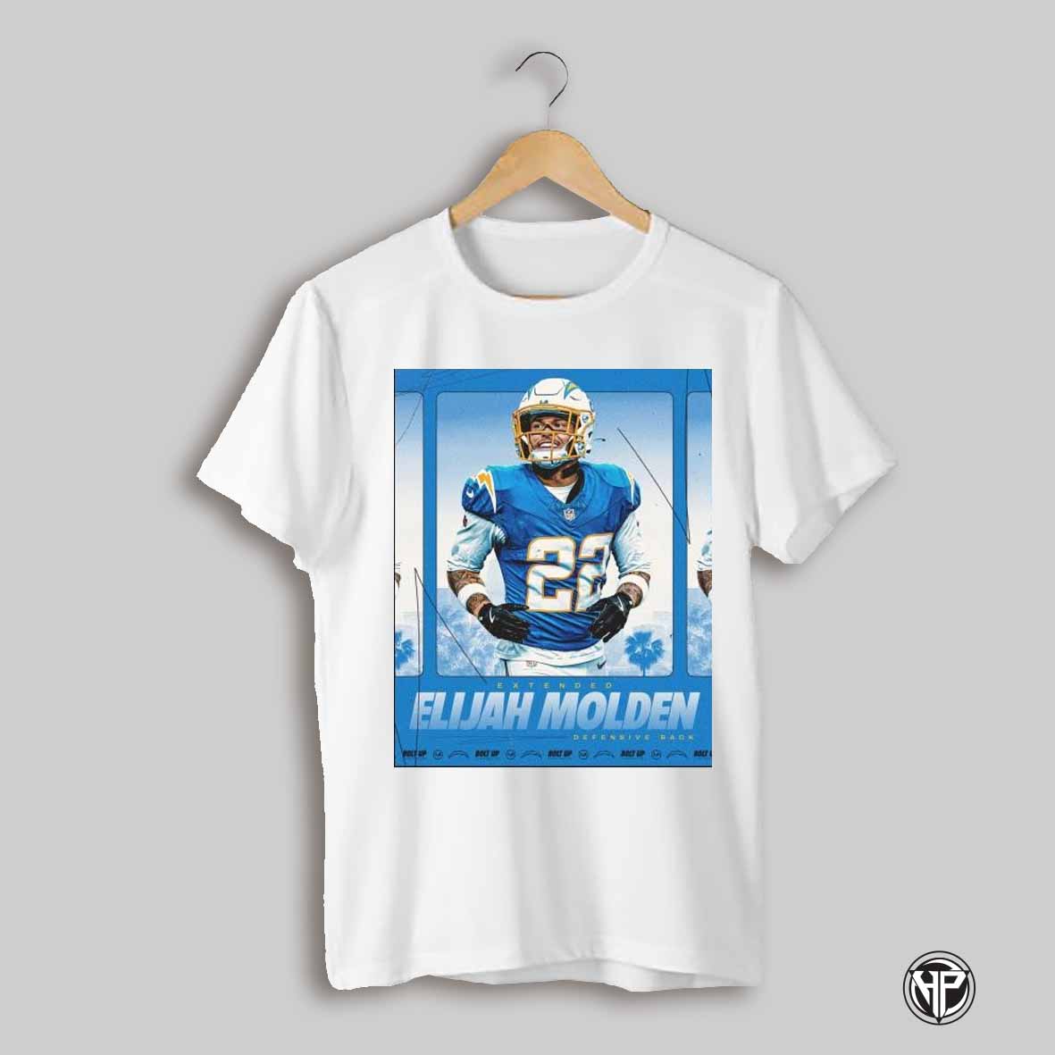 Poster Extended Elijah Molden Defensive Back Los Angeles Chargers Nfl Bolt Up 2025 T Shirt