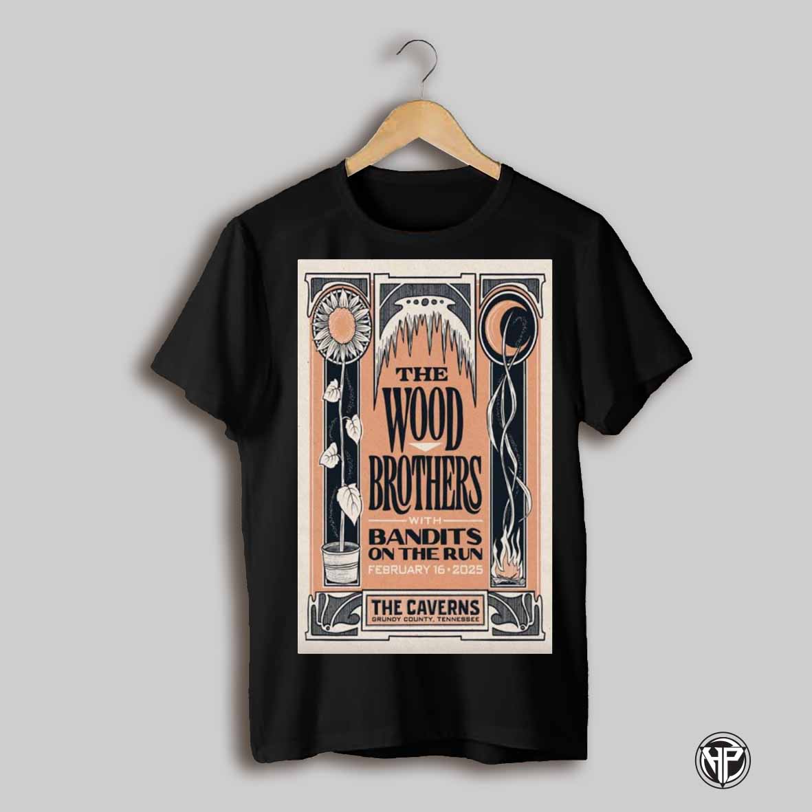 Poster The Wood Brothers With Bandits On The Run The Caverns Pelham Tn Feb 16 2025 T Shirt