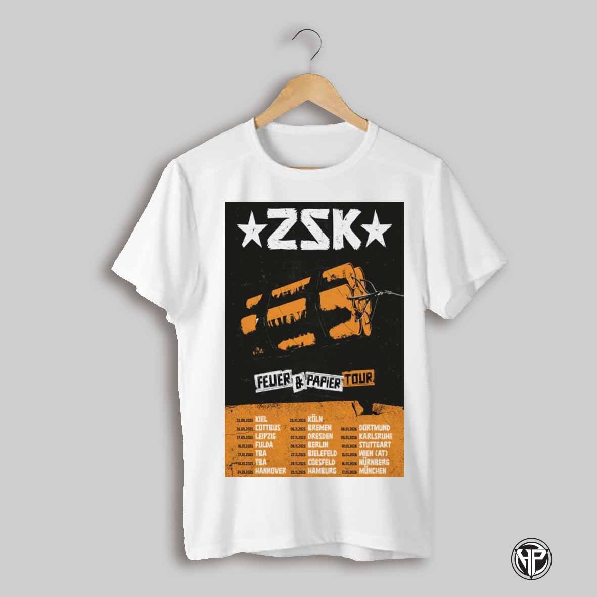 Poster Zsk Feuer And Papier Tour 2025 25 09 Kiel 26 09 Cottbus 27 09 Leipzig 16 10 Fulda T Shirt