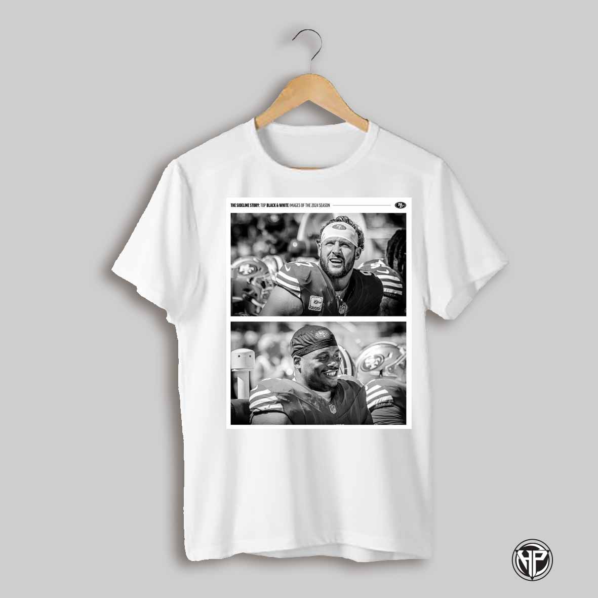 San Francisco 49ers Nick Bosa The Sideline Story Top Black And White Images Of The 2024 Season Poster T Shirt