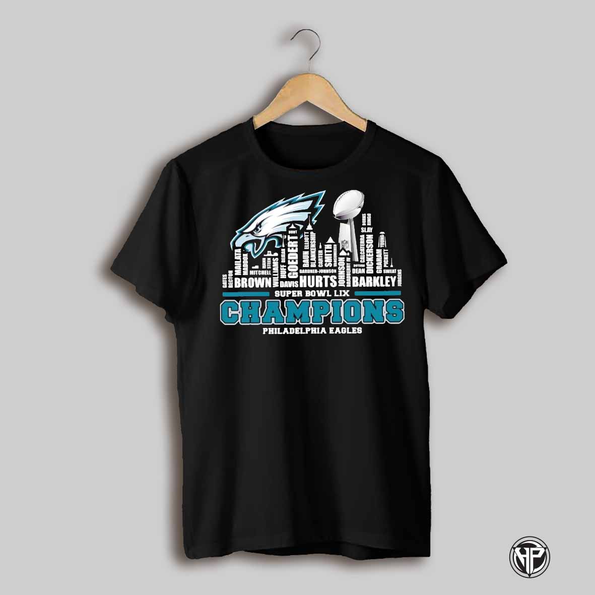 Skyline Super Bowl Lix Champions Philadelphia Eagles Names Shirt