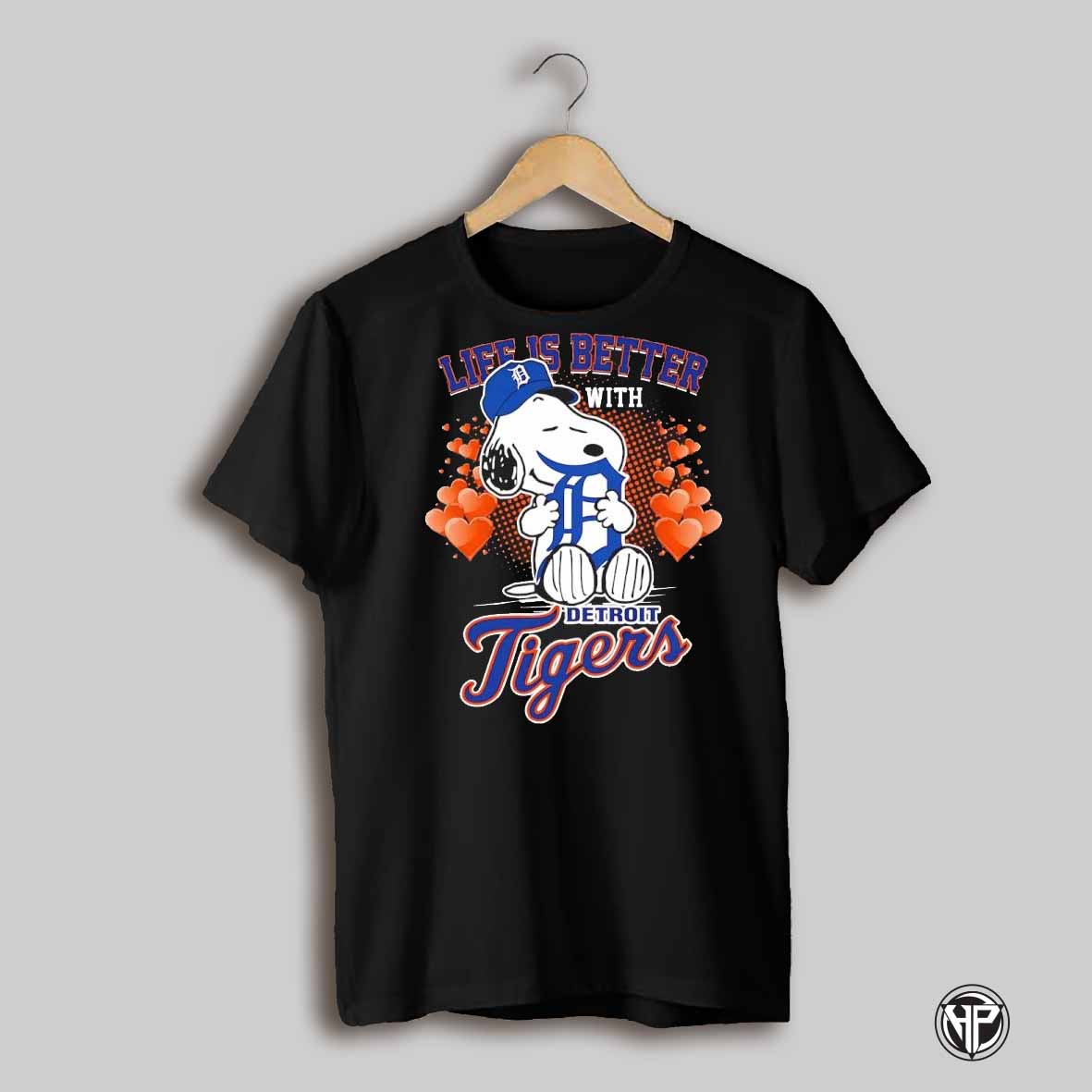 Snoopy Hug Logo Life Is Better With Detroit Tigers Shirt