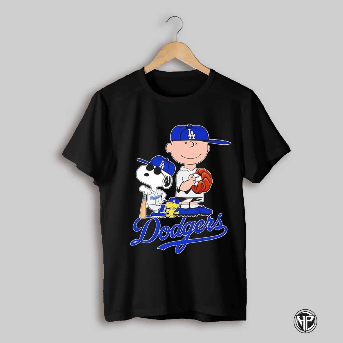 Snoopy Woodstock And Charlie Brown Los Angeles Dodgers Baseball Shirt