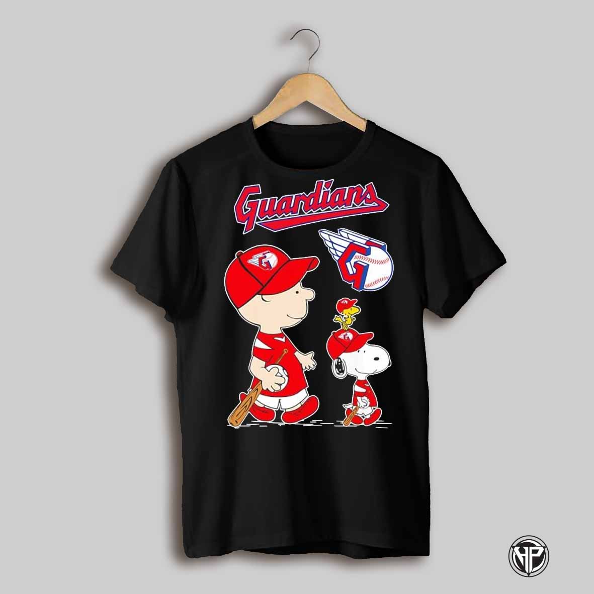 Snoopy And Charlie Brown Cleveland Guardians Baseball Shirt