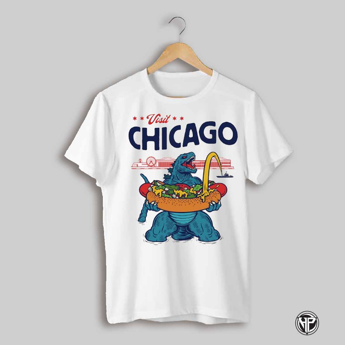 Visit Chicago Godzilla Hotdog Shirt