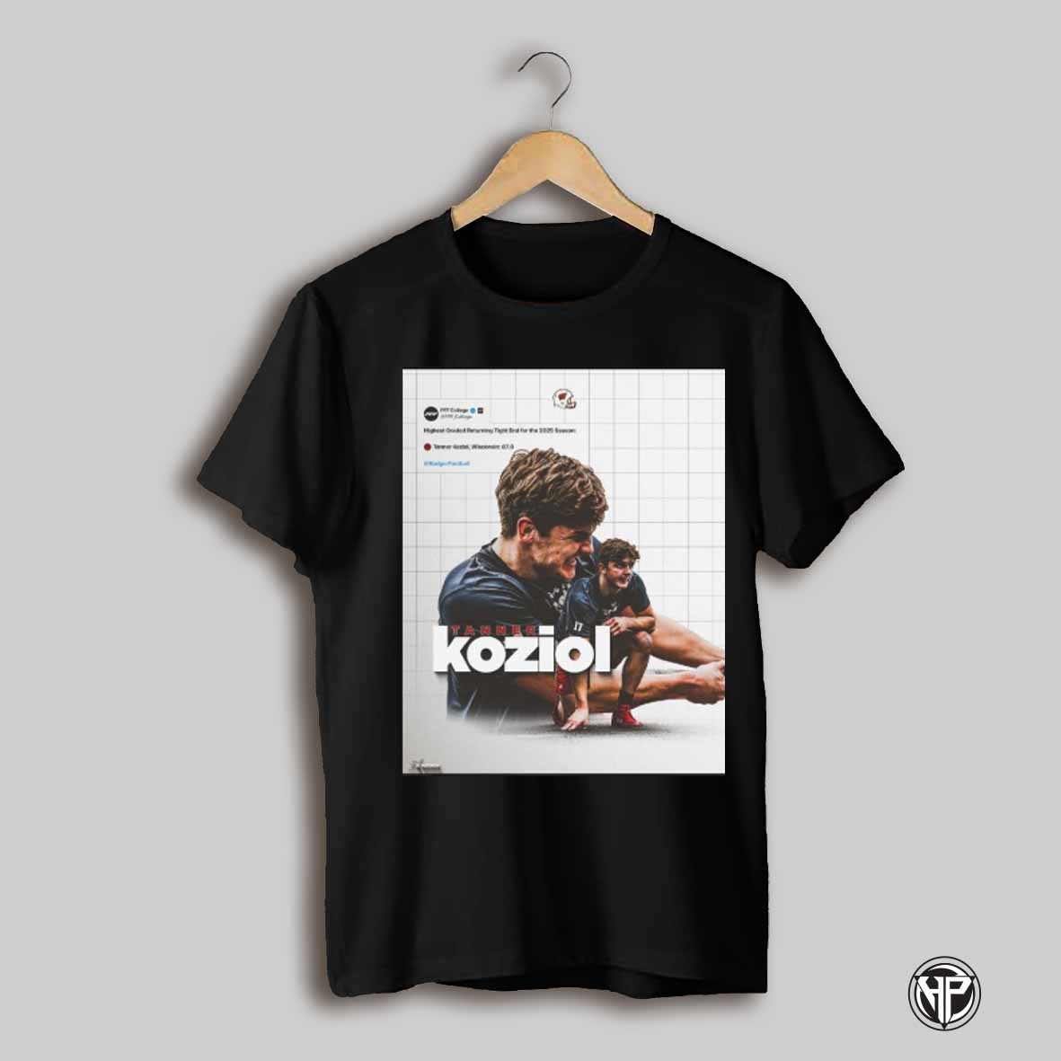 Wisconsin Badgers Football Tanner Koziol Highest Graded Returning Tight End For The 2025 Season Pff College Poster T Shirt