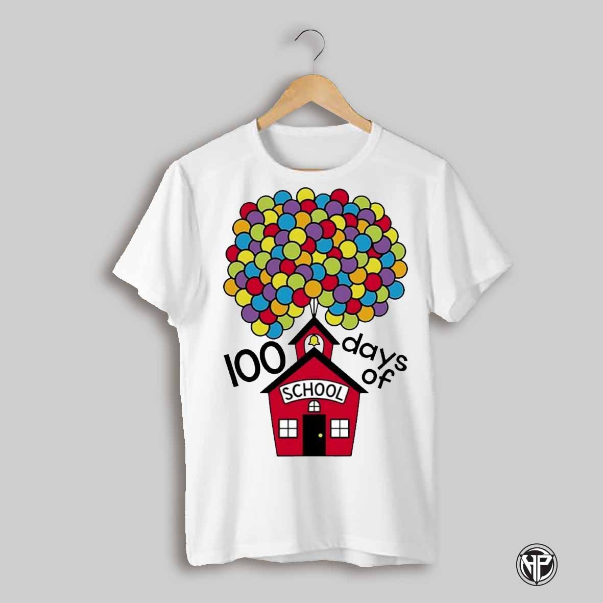 100 Days Of School Short Balloons Colorful Cute Shirt