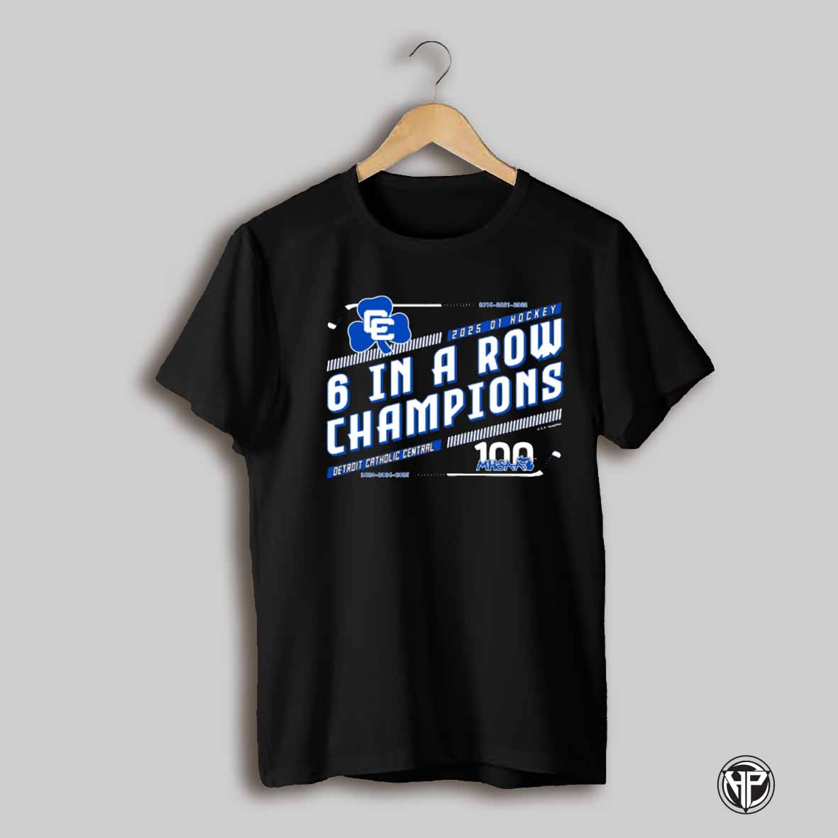 2025 Mhsaa Hockey D1 6 In A Row Champions Detroit Catholic Central T Shirt