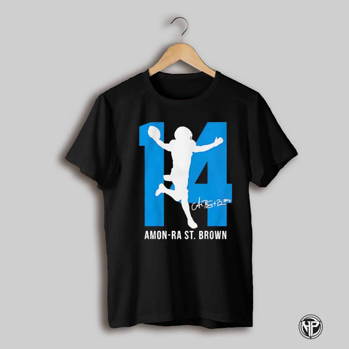 Amon Ra St Brown Detroit Lions 10 Action Number Silo Shirt
