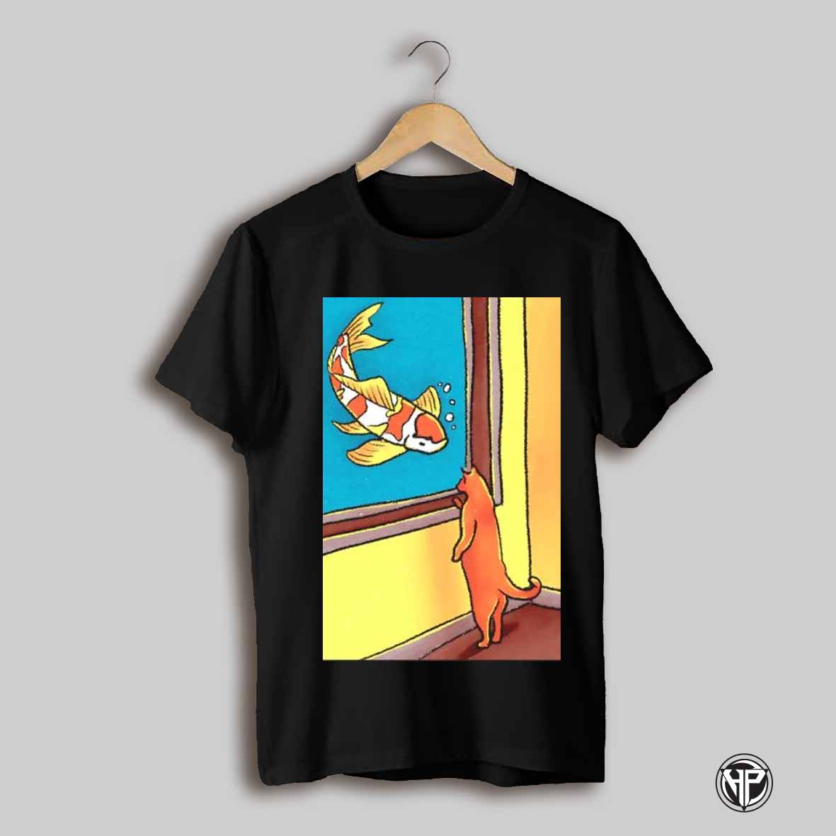 Cat And Clown Fish Cartoon Shirt