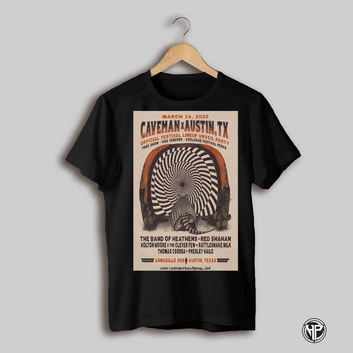 Caveman Austin Tx March 14 2025 Armadillo Den Texas Event Poster T Shirt