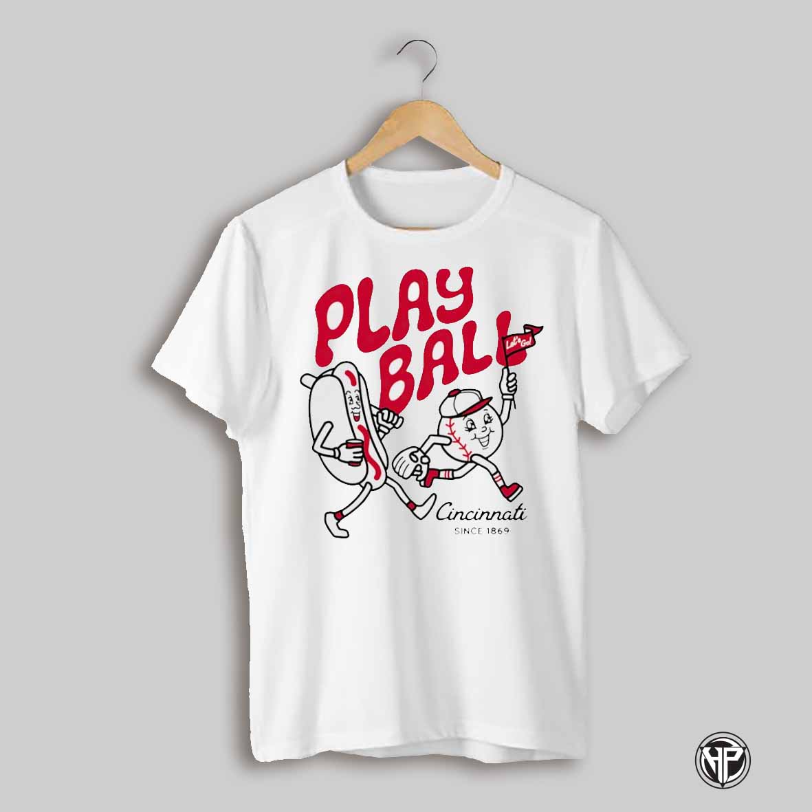 Cincinnati Reds Play Ball Hotdog Baseball Cartoon Shirt