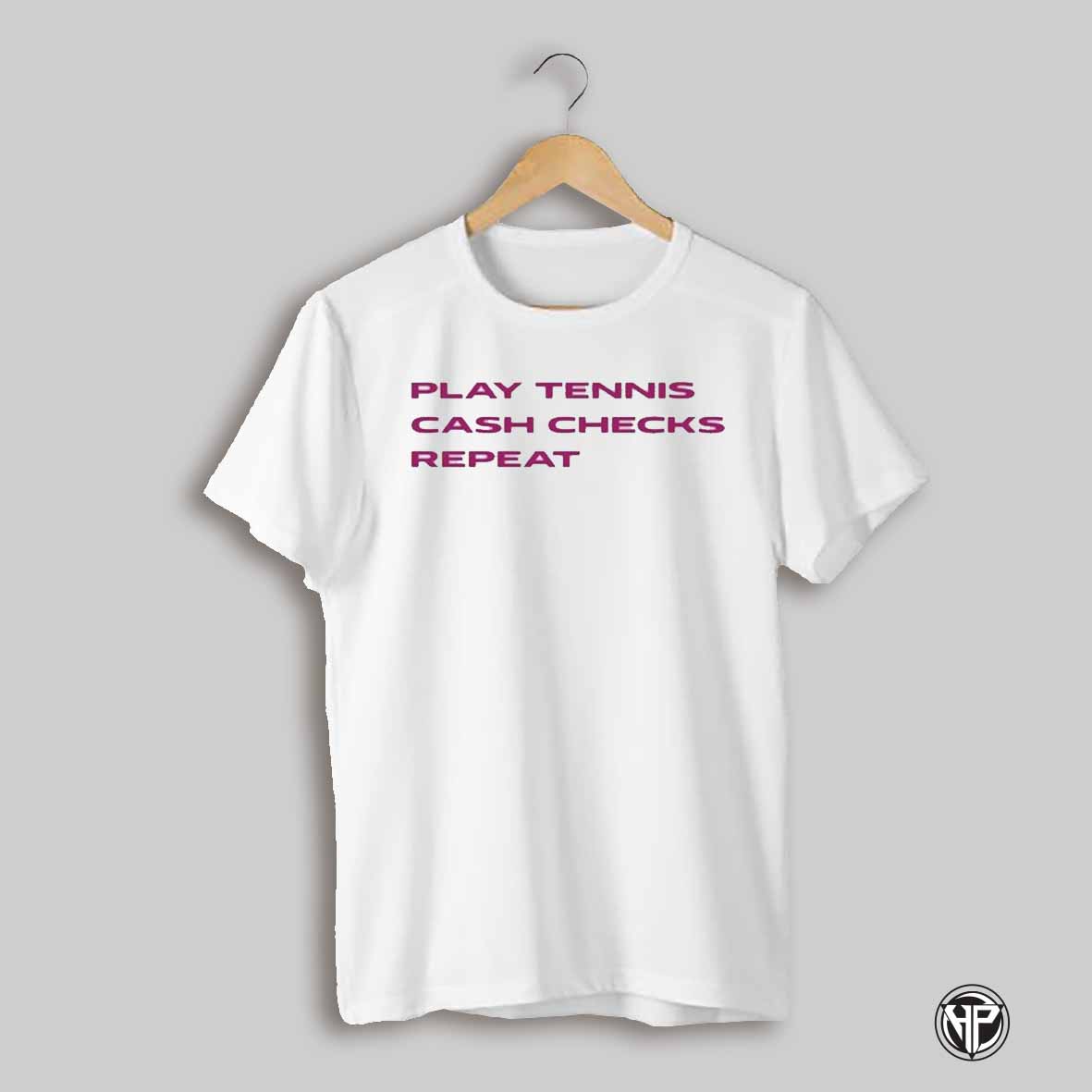 Danielle Collins Wearing Play Tennis Cash Checks Repeat T Shirt