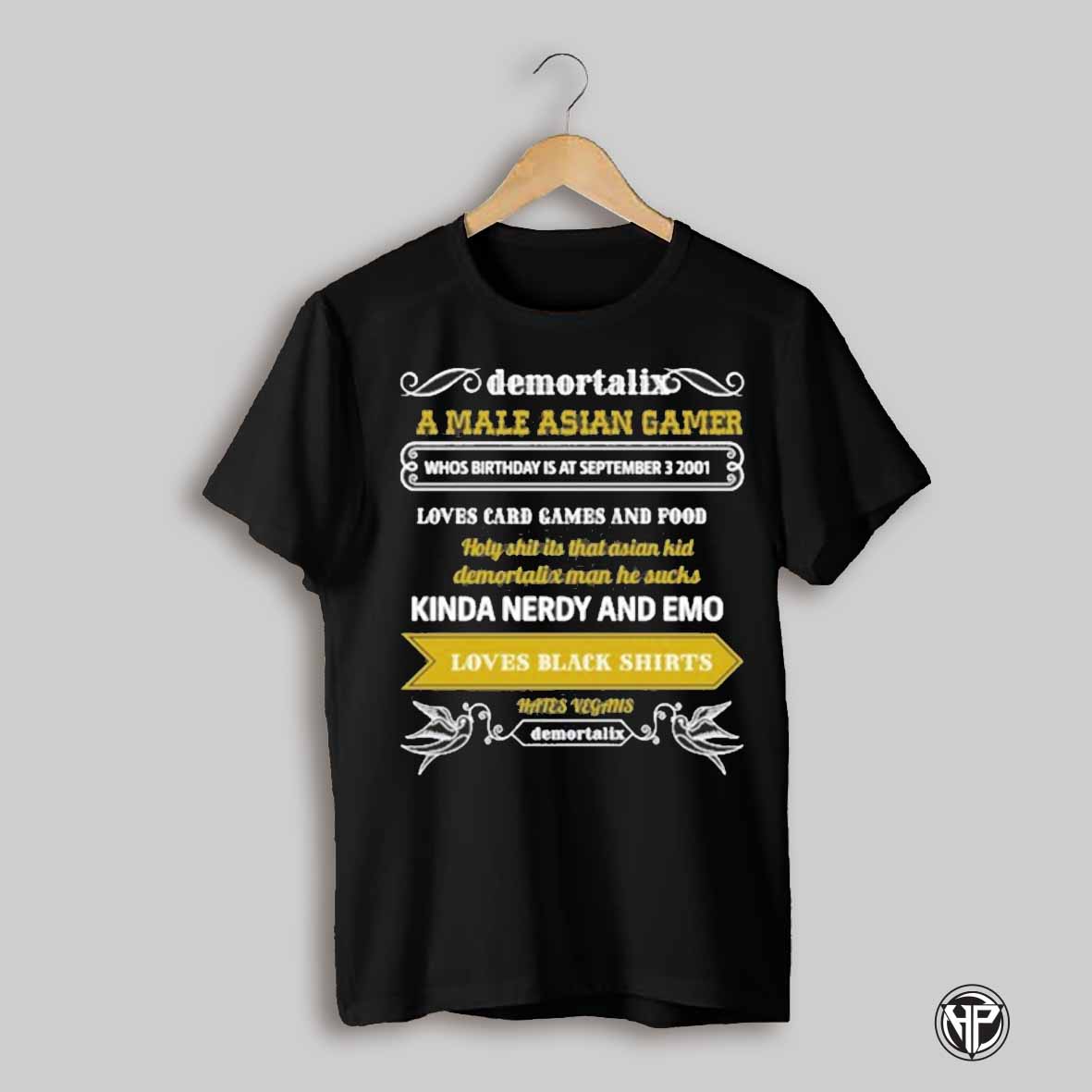 Demortalix A Male Asian Gamer Loves Card Games And Food T Shirt