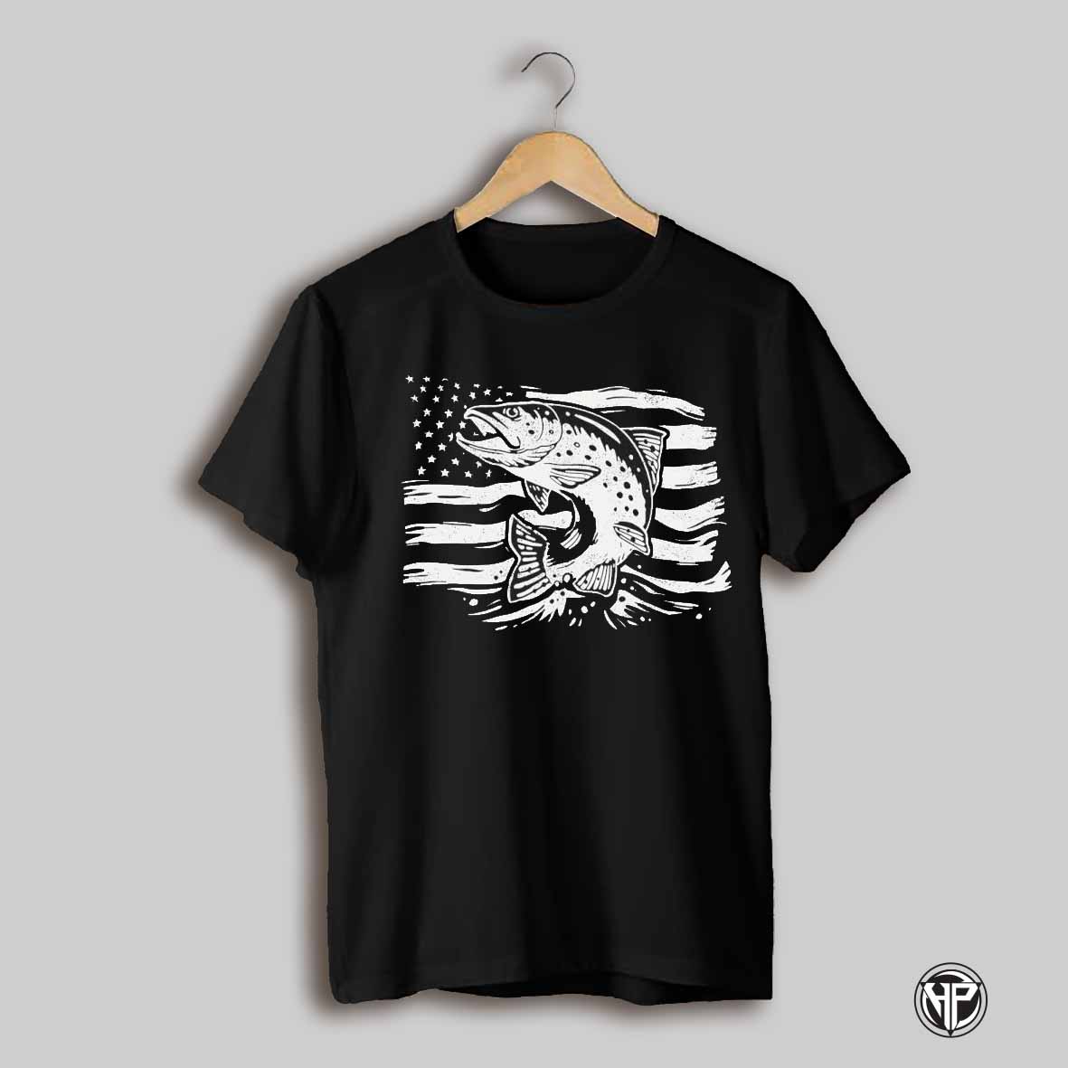 Fish In Water With Stars Like America Flag Shirt
