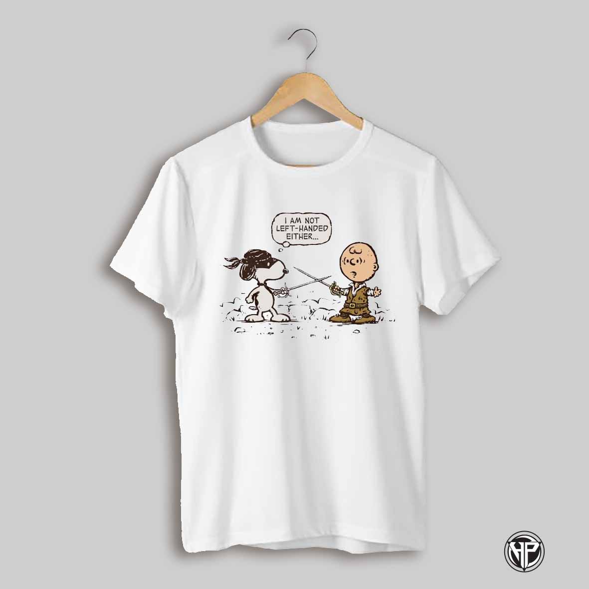 I Am Not Left Handed Either Snoopy And Charlie Brown Fighting Cartoon Shirt