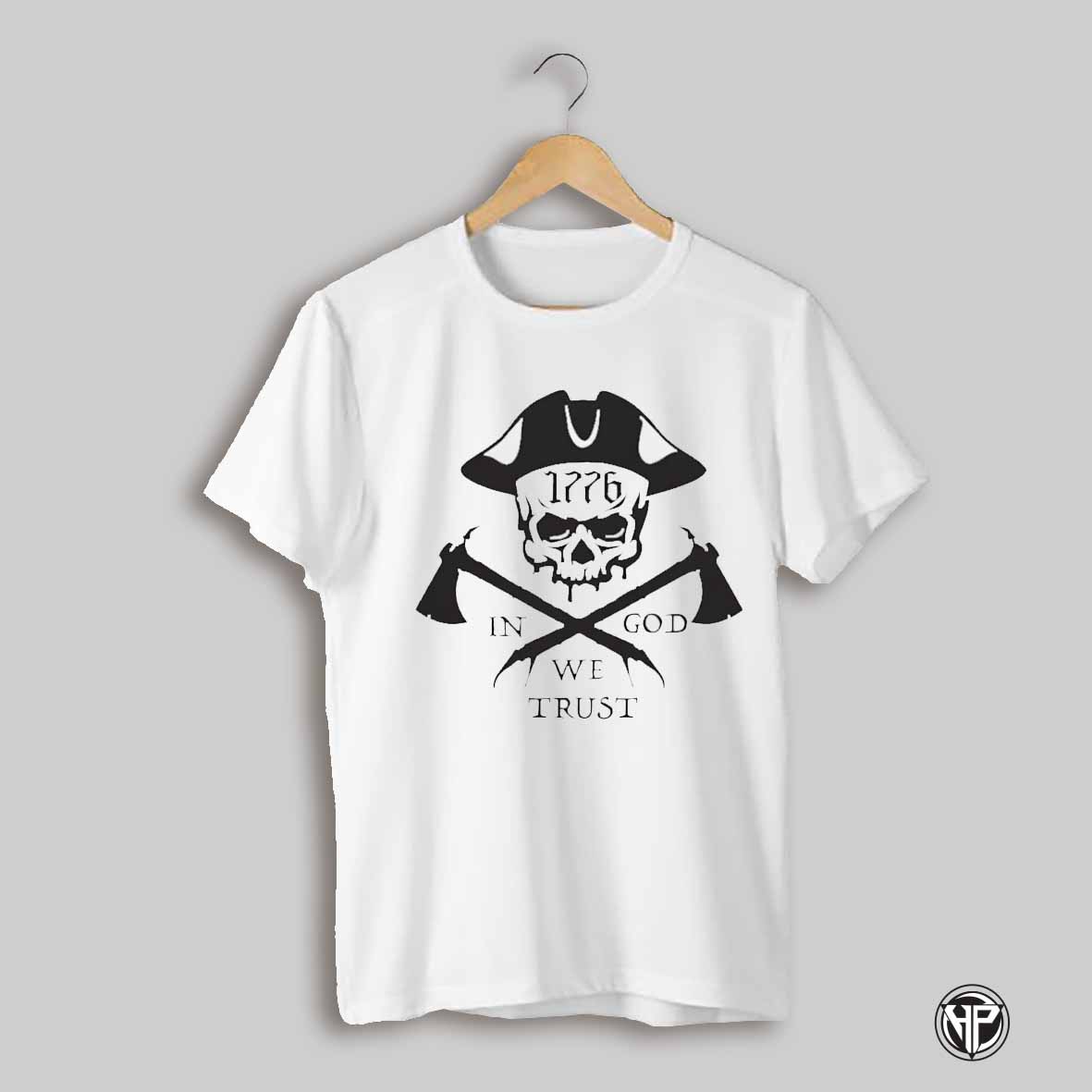 In God We Trust 1776 Skull Pirates Axe Shirt