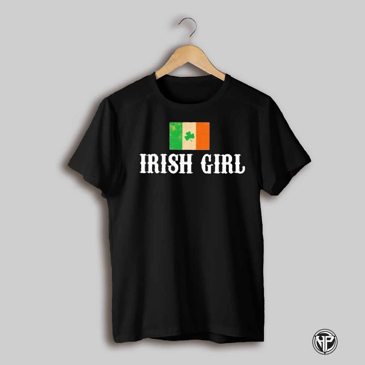 Irish Girl Printed Ireland Flag Shirt