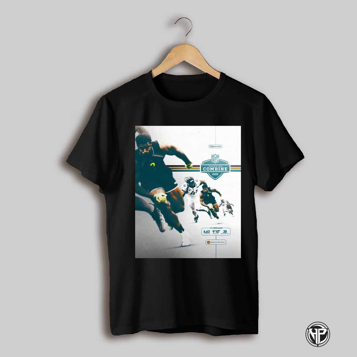 Jacksonville Jaguars Then And Now Josh Hines Allen 2025 Nfl Scouting Combine 4 63 40 Yard Dash Poster T Shirt